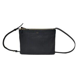 CELINE Trio Large Black Leather Shoulder Bag 390-090225